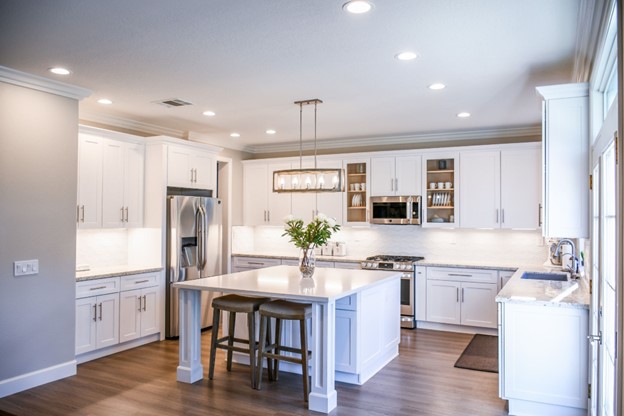 Remodeled kitchen in white