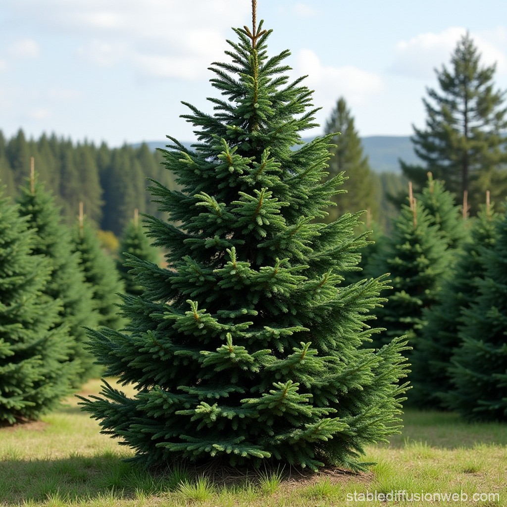 Douglas Fir standing in front of a forest area